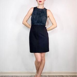 THEORY Jinxil K lamb leather suede mini dress bodycon classic 3079